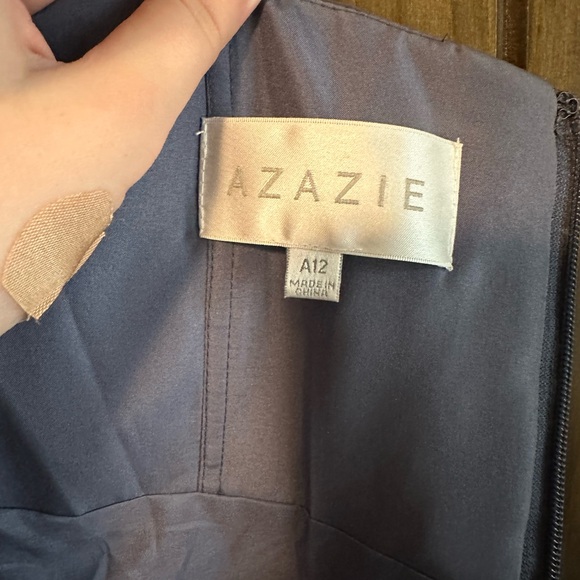 NWOT Azazie Molly A Line One Shoulder Chiffon Maxi Dress in Stormy Purple - Picture 3 of 5